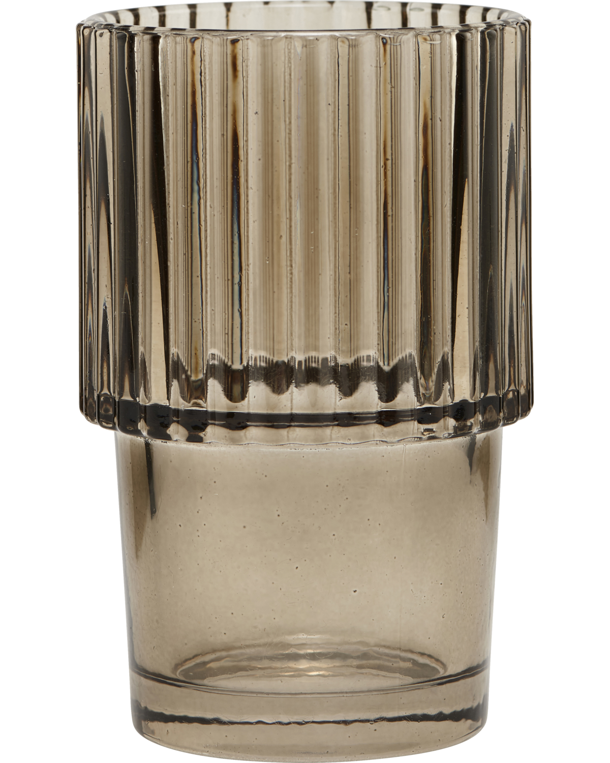 Glas, Rills, Rauchgrau h: 11 cm, d: 5.5 cm, d: 6.8 cm