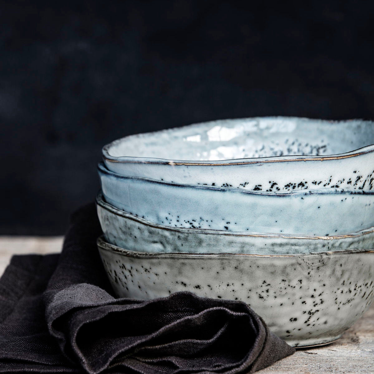 Bowl, Rustic, grey/blue h: 4.5 cm, Ø 14 cm